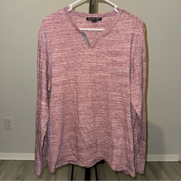 Michael Kors Men’s Heather Maroon Long Sleeve Shirt Size Large - Picture 1 of 7